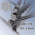 7x7 dia.2.0 mm Corde en métal en acier inoxydable